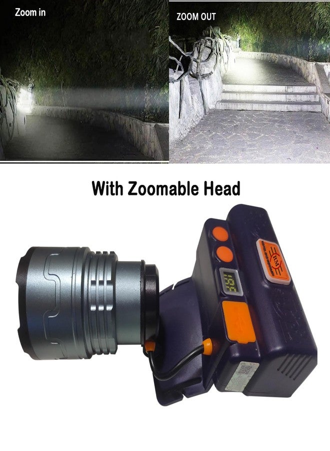 RENMAX High Bright Head Mount Torch Zoom Waterproof Rechargeable Adjustable Handsfree IR Sensor LED Blinker 1000m Range Metal Spotlight for Cycling Camping Caving Hiking Hunting Trekking - 1Pc - Image 5